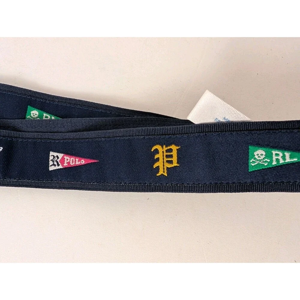 Baby Boy RALPH LAUREN Navy Blue Pennant Pirate Flag D Ring Canvas Belt 12 Month
